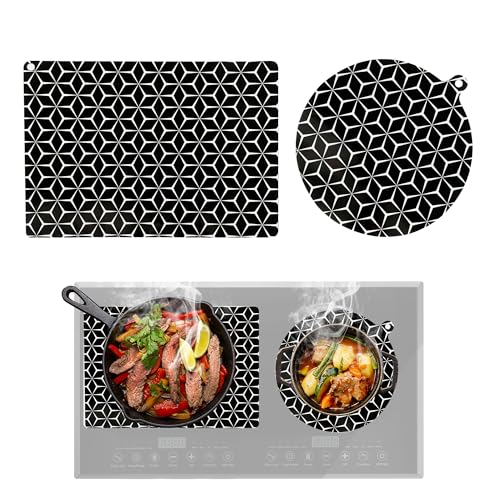 Protetor de placa de indução, silicone protetor bancada, protetor de vinil indução isolante térmico e antiderrapante, resistente a 230 °C, redondo 24,5 cm e retângulo 25 * 35 cm