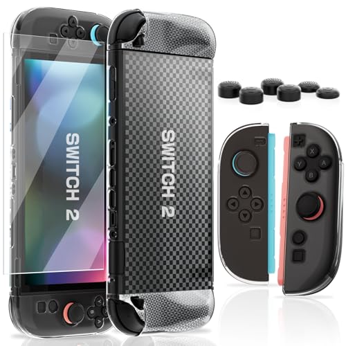 HEYSTOP Switch 2 Capa protetora para Nintendo Switch 2, capa protetora de PC com capa de aderência em TPU e protetor de ecrã para acessórios de controlo de Nintendo Switch 2