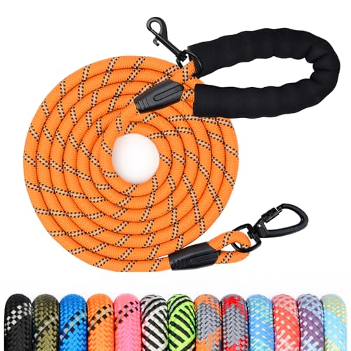 Trela de treino para cães, 1,2 m e 1,5 m, 2 m, 3 m, 5 m, 10 m, 20 m, 30 m, trela longa com pega acolchoada para cães pequenos, médios e grandes