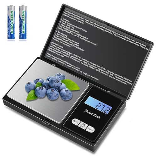 Balança de precisão 1000 g/0,1 g, Balanças de portáteis, balança de joalharia, com ecrã LCD e 7 unidades, função de tara, plataforma de aço inoxidável