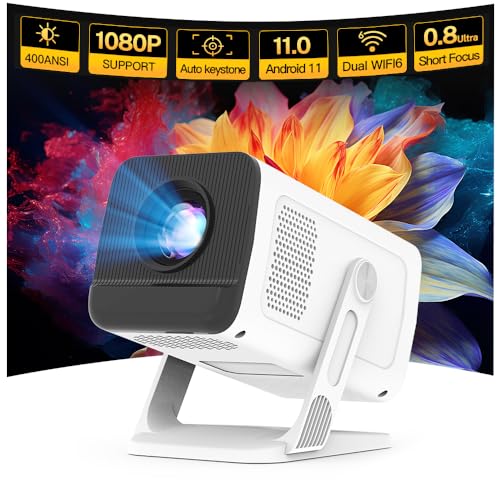 HY320 Projetor com Android TV, suporte nativo 1080P 4K, visão beamer portátil, conexão bidirecional com Wi-Fi e Bluetooth, LYNCAST X1AQ-EU