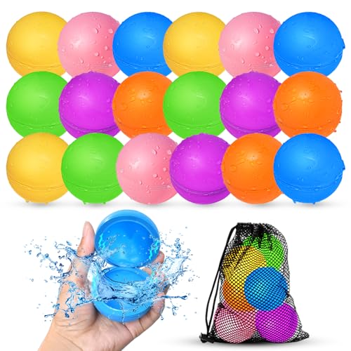 Smirodi 18 unidades balões de água reutilizáveis, brinquedos de água de verão, balão de água sem sujar, festa de aniversário, festa de verão