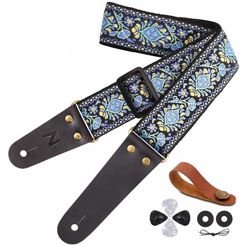 Nefelibata Pulseira de guitarra, extremidades de couro genuíno, para baixo, guitarra elétrica e acústica