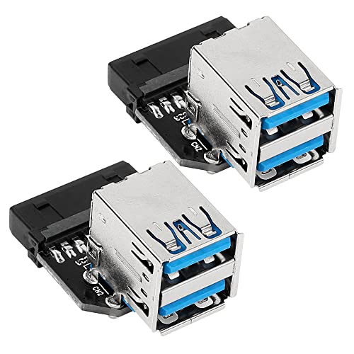 CERRXIAN 2 adaptadores de 19 pinos para duplo USB 3.0 A, placa-mãe de mesa de 19/20 pinos para cartão de conector fêmea USB 3.0 duplo, tipo vertical PCBA