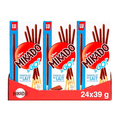 Mikado & Go!, Palitos de bolachas crocantes de chocolate com leite, embalagem de 24 x 39 g