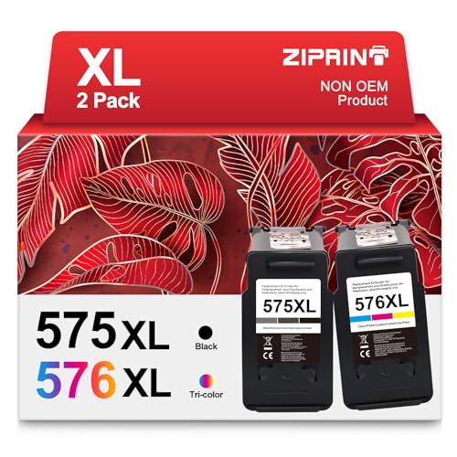 ZIPRINT PG-575XL CL-576XL 575 XL 576 XL cartuchos remanufaturados compatíveis para Canon impressora 575 576 para PIXMA TS3550i TS3551i TR4750i TR4751i (575XL preto, 576XL Cor)