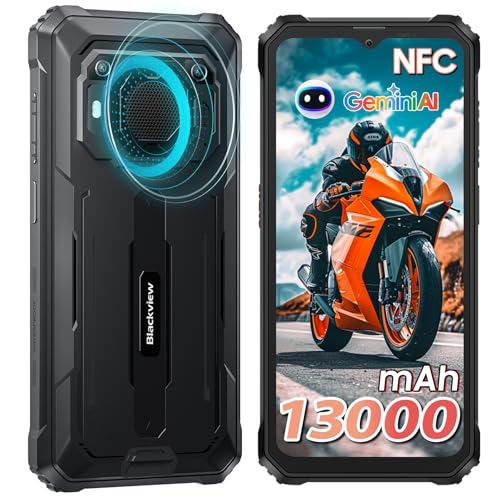 Blackview BV6200Pro Mobile resistente Android 14, 18 GB + 128 GB (TF 2TB) 13000 mAh 18 W telemóvel inestrutível, 6,56" HD câmara hélio P35 de 13 MP+ 8 MP telemóvel todo-o-terreno 98DB altifalante /NFC