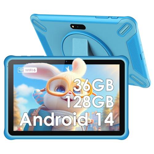 PIXPEAK Tablet para crianças de 10 polegadas, Android 14,0, 36 GB RAM 128 GB ROM (SD expansível), controlo parental, ecrã HD IPS, 5 MP+2 MP, WiFi, Bluetooth, tablet educativo (azul)
