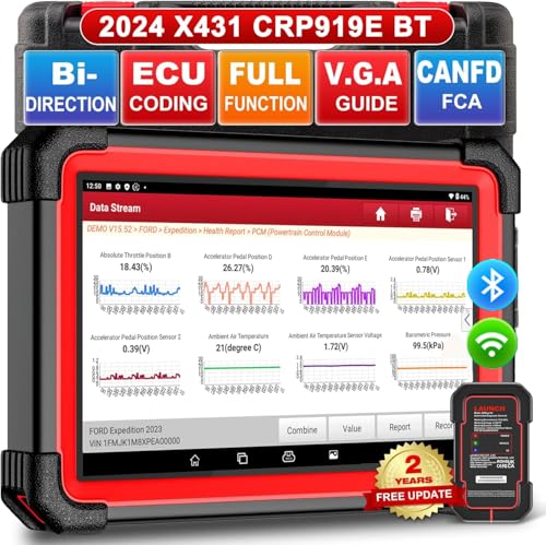 LAUNCH X431 CRP919EBT OBD2 Diagnóstico carro de sistema completo com controlo bidirecional, máquina de nível OE, CANFD&DOIP, FCA, 31 serviço de reinicialização, codificação ECU, atualização de 2 anos,