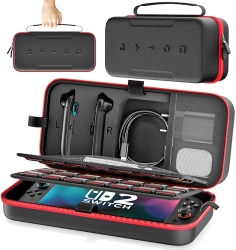 Funda para Nintendo Switch 2 2025, Bolsa de Viaje para Joycon y Alimentador para Consola Switch 2, Estuche Portátil Protector con 28 Tarjetas de Juego para Nintendo Original/OLED y Accesorios