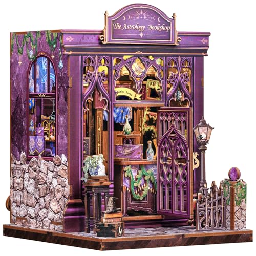 CUTEBEE Kit Book Nook DIY 3D - Casa Diorama em miniatura para adultos, inserção para prateleiras com luzes LED, presente para amantes de livros e artesãos (livraria de astrologia)
