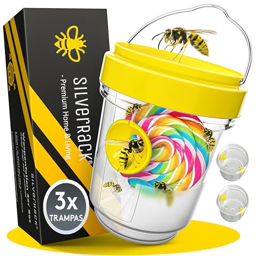 SilverRack Conjunto de 3 armadilhas para vispas exteriores, repelente para pendurar ou posicionar, armadilha para vispas exteriores, adequado como armadilha viva e para moscas, solução anti-moscas e