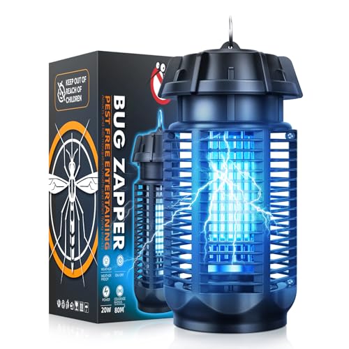 Candeeiro anti-mosquitos, 20 W UV mata mosquitos elétrico, candeeiro anti-mosquitos exterior interior, IPX4 impermeável, adequado para jardins, salas de estar, campismo, etc., cabo de 1,5 m