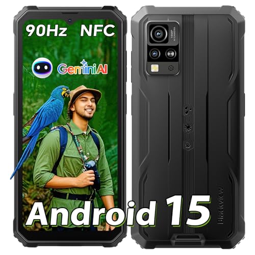 Blackview BV4800SE Celular inquebrável Android 15, 12 GB + 64 GB (2TB TF) telemóvel rugerizado, 6,56" HD+ 90Hz, 16 MP câmera, Face ID/Dual 4G SIM/NFC/T615 Octa-core/OTG/285 g/285g/2 g/2 g/285g. 13.5