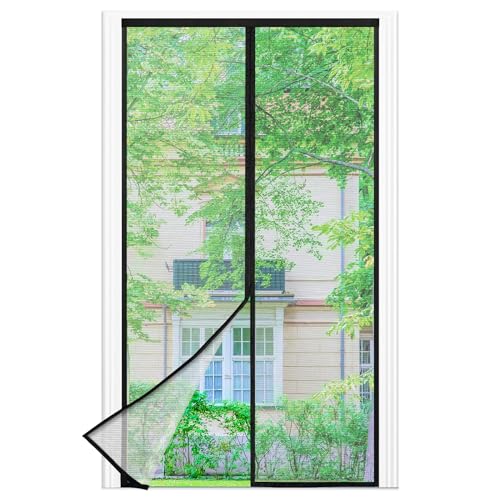 Mosquiteira de porta magnética, 80 x 220 cm, preto, mosquiteira para portas, fecho magnético de cima para baixo, automática, mantém o ar fresco