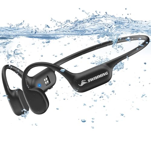 Guudsoud Auriculares condução osea natação, auriculares desportivos impermeáveis IP68 Bluetooth 5.4, auriculares sem fios com leitor MP3 integrado e memória de 32 GB, para corrida, fitness
