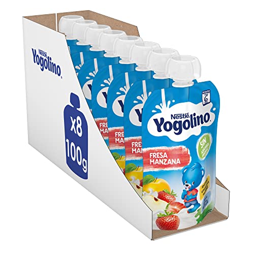 Nestlé Yogolino Lácteo infantil morango maçã, desde 6 meses, 8 bolsas de 100 g