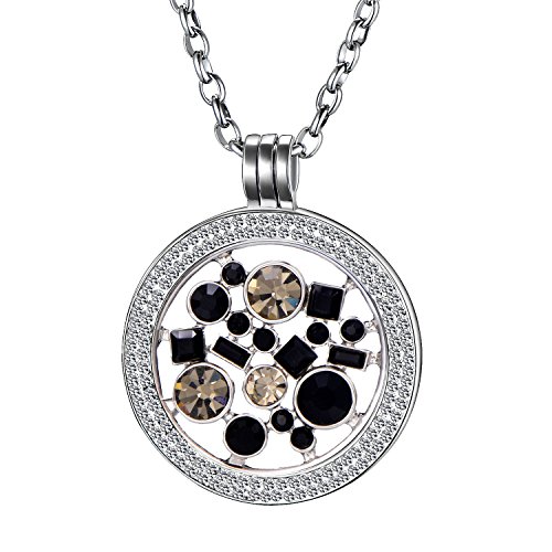 Morella Colar mulheres de 70 cm feito de aço inoxidável e zircónio com moeda de 33 mm em saco de jóias