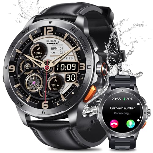 2025 Relógio inteligente homem militar com ET/HRV/SIRI, 1,43" AMOLED Smartwatch homem com chamadas Bluetooth pulso SPO2/100+ modos desportivos/IP68 impermeável / monitor de sono/para Android iOS