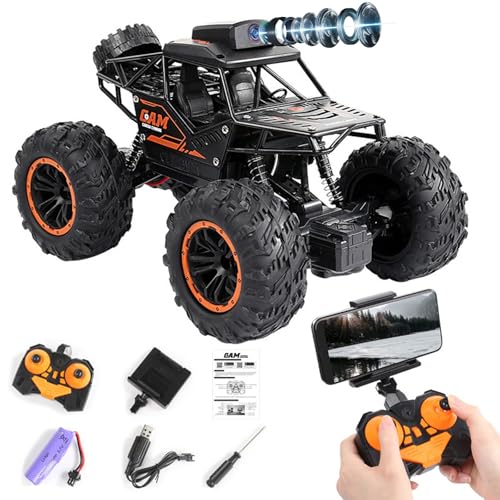 OBEST Carro telescópico todo-o-terreno com câmara, 2,4 G carro telescópico todo-o-terreno de carregamento rápido com Wi-Fi, brinquedo RC adequado para crianças e adultos