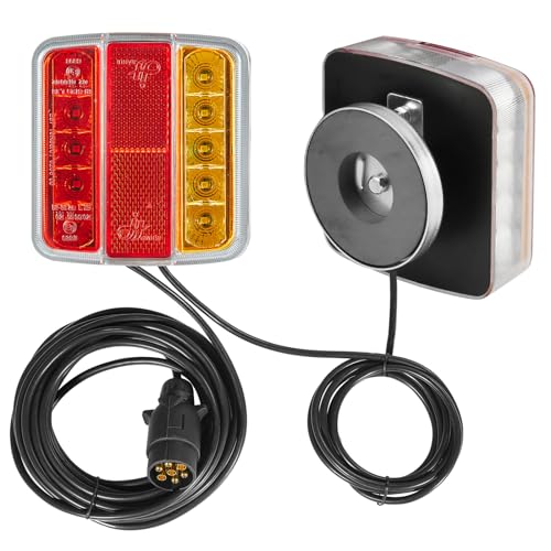 SPARKMOTO Luzes traseiras para reboques com cabo íman, kit de luz piloto traseiro reboque magnético, cabo de 7,5 m com fio com tomada de reboque 7 pinos
