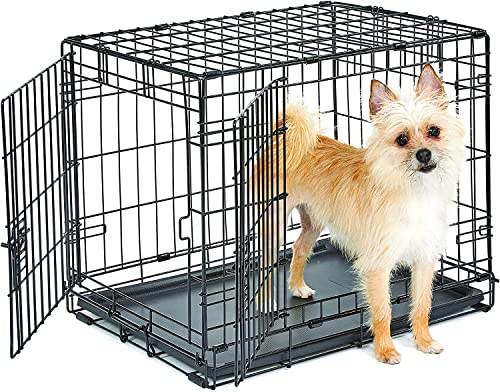 New World Modelo B24 Gaiola para cães recém-otimizada, com porta dupla, bandeja à prova de fugas, pernas protetoras e novas características patenteadas, comprimento 60,96 cm
