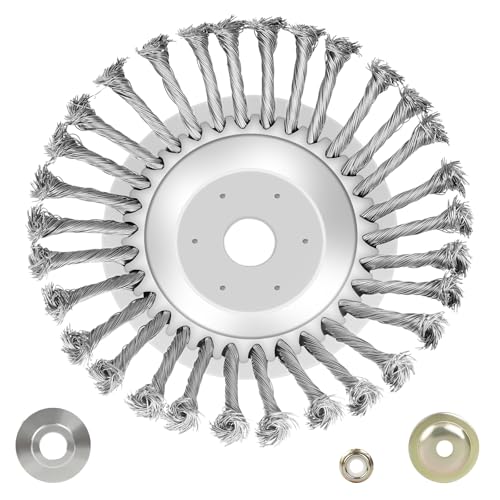 OFFCUP Escova de aço, escova para desboçadora de 25,4 polegadas, escova desboçadora com 3 acessórios de montagem para se adaptar a um tamanho de orifício de 25,4 mm, para remover músculos, ervas