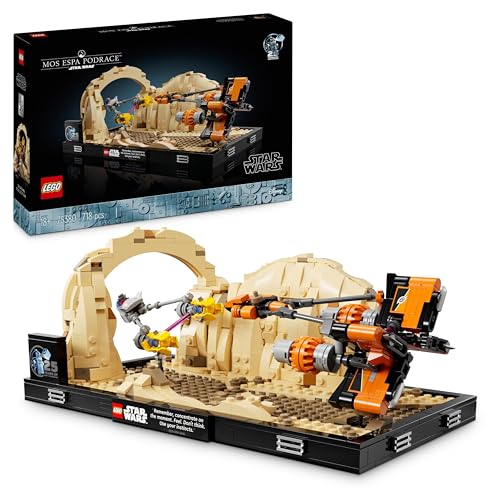 LEGO Star Wars: A ameaça fantasma diorama: Carreira de bainhas de Mos ESPA Maquete de construção para adultos, bainha de corrida de Anakin Skywalker, presente para homens e mulheres 75380