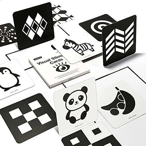 Beiens Cartões Flashcards para bebé, 0 3 6 12 36 meses brinquedos em brancos e pretos comparados os cartões para estimulação visual do bebé, 20 unidades 40 x 14 cm, presente educativo para bebés