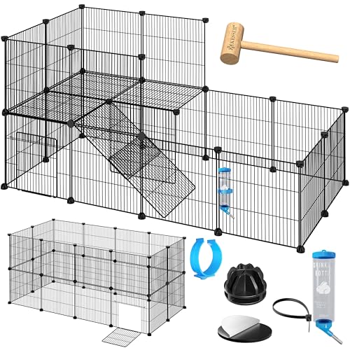 KESSER® Gabinete exterior para coelhos de malha metálica XXL, Incl. Porta, recinto para animais pequenos, corredor para porquinho, corredor livre, gaiola para animais pequenos