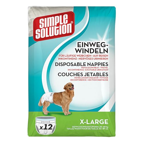 Simple Solution fraldas descartáveis para cães femininos, XL (pacote de 12)