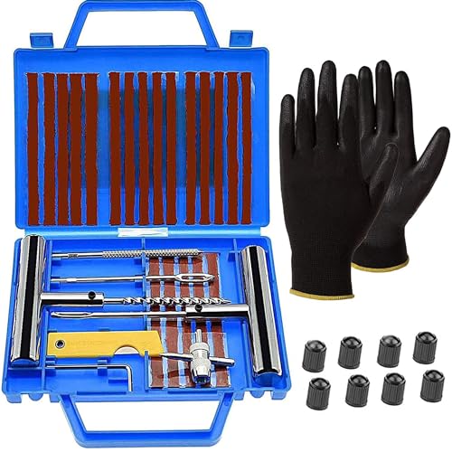 Various Kit reparação de pneus, kit de reparação de furos para carro e motor conjunto de 37 peças para motociclo, bicicletas, carro etc. (caixa de plástico 37 peças)