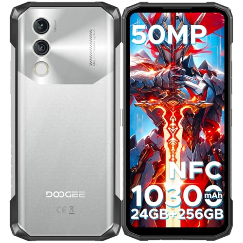 DOOGEE Blade10 Power telemóvel resistente, 10300 mAh 24 GB + 256 GB/2TB NFC câmara 50 MP telemóvel rugerizado, 6,6" HD 90 Hz Smartphone Android 14, Face ID/Pegada/Widevine L1/Dual 4 G/GPS/Impressão