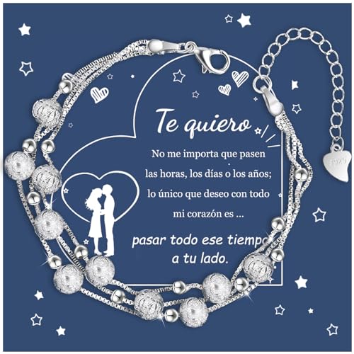YELUWA Presentes originais para mulher, presente Dia da Mãe pulseira prata mulher presente aniversário amiga Natal presentes amiga amiga namorada aniversário pulseira mãe mãe e filha avó menina