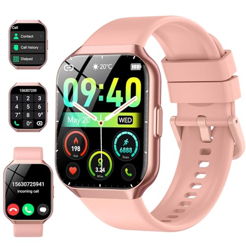 CASCHO Relógio inteligente homem mulher, 1,96" Smartwatch desportivo com 112 desportos, impermeável IP68, receber e atender chamadas, sono e pulsómetro, pedómetro, Smartwatches para Android iOS, rosa