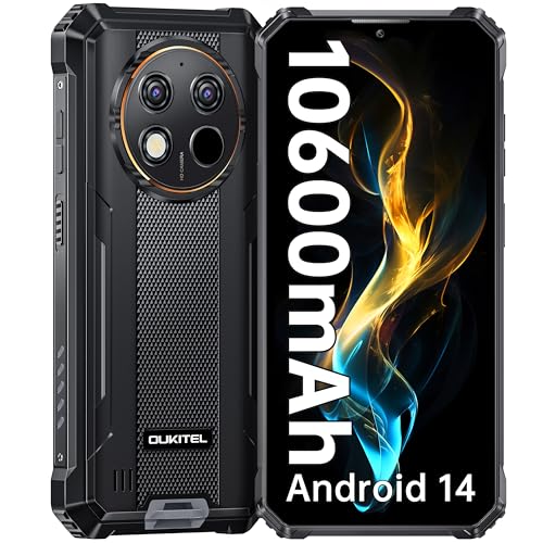 OUKITEL WP28S Celular inquebrável Android 14, 10600 mAh Resistente ao telemóvel, 16 GB RAM+128 GB ROM (TF 1TB) telemóvel rígido, 6,52 polegadas, câmara 13 MP + 5 MP, Altifalante duplo, 4G