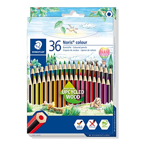 Staedtler Noris 185 CD36 Lápis ecológicos, caixa com 36 lápis de cores variadas, multicolorido