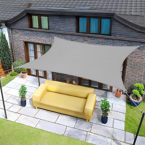 Sunnylaxx 3 x 4 m, vela de sombra impermeável, retangular, cinzento, toldo exterior, terraço, proteção contra raios UV, para exteriores, pérgolas e jardim, terraços
