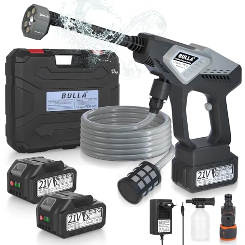 Hidro-limpeza de alta pressão, pistola de água de pressão com 6 em 1, máquina de lavar a bateria com 2 baterias 4000 mAh x 2, hidrolimpeza de bateria para limpeza de automóveis