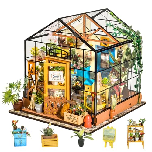 Rolife Casa de bonecas em miniatura mochilas - DIY Miniature House-Cathy's Flower House-decoração de secretária - presentes festa de reis para mulheres designers (DG104)