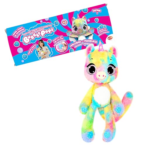 Bizak Bubble Pops, peluches mágicos que multiplicam o seu tamanho x 5, processo emocionante e cheiro de pastilha, 12 animais diferentes com aroma e patinhas Stem, unicórnio framboesa, (64492004-1)