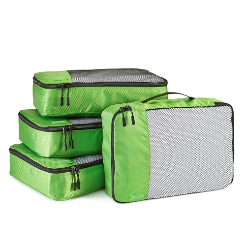 Amazon Basics - Sacos de bagagem (4 unidades), verde, Médio