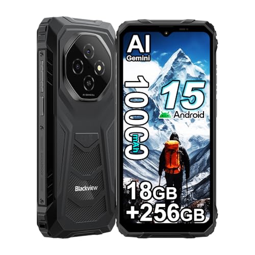 Blackview Fort 1 (18+256) Android 15 telemóvel inquebrável 2025, 10000 mAh Telefone móvel resistente IP68, 6,56" HD 90Hz, 16MP câmara AI smartphone todo-o-o-o-o-o-o-o-o-terreno, 4G telemóvel NFC/GPS