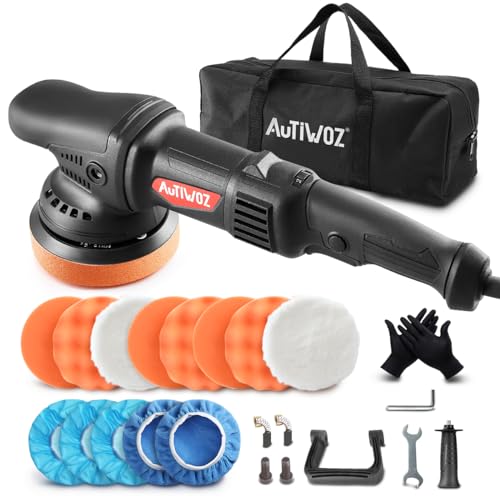 Polidora orbital, AUTIWOZ 920 W polidor de carros, conjunto de polidor excentrico, almofada de polimento de 125 mm, pega em D e pega lateral, 6 velocidades, 2800 - 5800 RPM, Pule carros, barcos e
