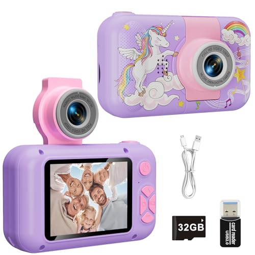 ARNSSIEN Câmara com fotos infantis de 3 a 12 anos, câmara de fotos para crianças, aniversários e festivais infantis, câmara Selfie para crianças com cartão TF de 32 GB, X101H