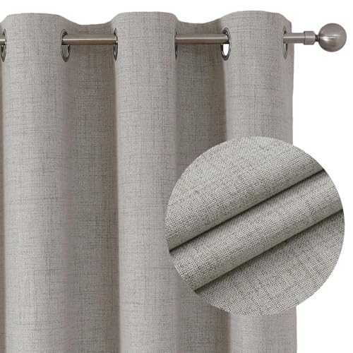Joydeco 100% cortinas opacas, 2 peças, linho cortinas para quarto, com ilhoses, anti-luz, cortina térmica, isolam do frio e do calor, para salão (branco, 2 x 140 x 240 cm)