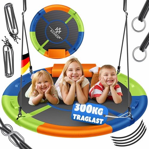 KESSER® Balanço para crianças, balanço redondo, suporta até 300 kg, ajustável, balanço de jardim, balanço infantil, para interior e exterior, para crianças e adultos, 120 cm, multicolorido