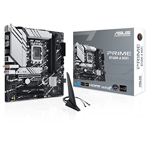 ASUS PRIME B760M-A Placa mãe WIFI Intel LGA 1700 (Intel B760, mATX, memória DDR5, PCIe 4.0, 2 M.2, WiFi 6, Aura Sync), preto