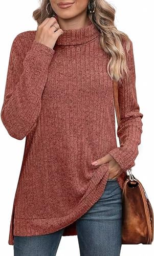 MSIYOW Camisola de gola alta mulher inverno pullover longo elegante camisola casual tamanho grande