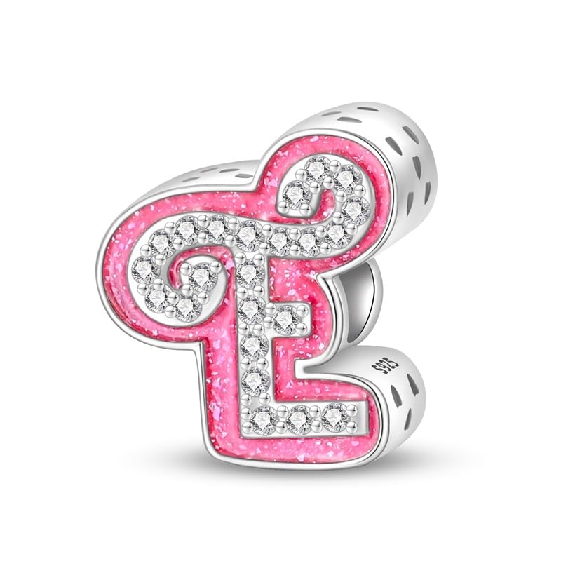 KUNSIR A-Z Alfabeto Charms contas pingente para mulher, prata de lei 925, compatível com pulseiras e colares Pandora, compatível com pulseiras europeias para mulheres e meninas KJC874